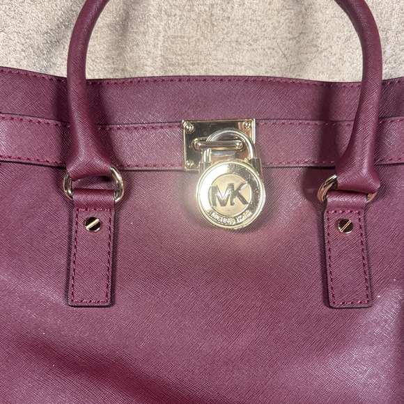 MICHAEL Michael Kors Plum/ Burgundy Tote with Gold Accents - Picture 3 of 6